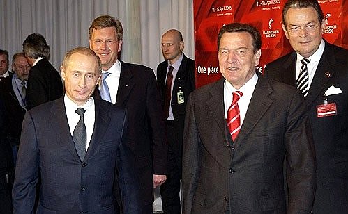 With German Federal Chancellor Gerhard Schroeder at the opening of the Hanover Fair 2005.