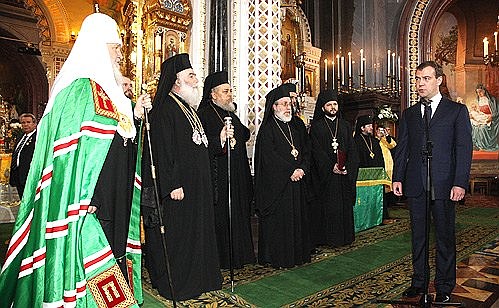На церемонии интронизации Патриарха Московского и всея Руси Кирилла.