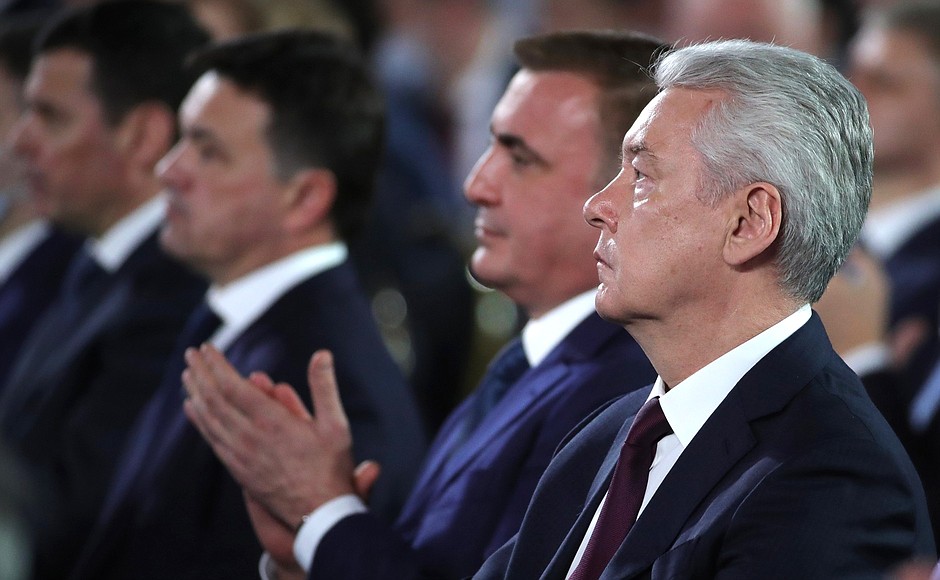 Moscow Mayor Sergei Sobyanin (right) during the Presidential Address to the Federal Assembly.
