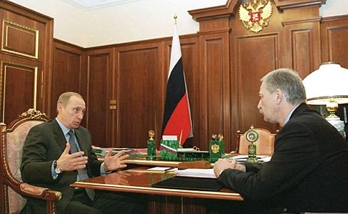 President Putin meeting the Minister of Internal Affairs, Boris Gryzlov.