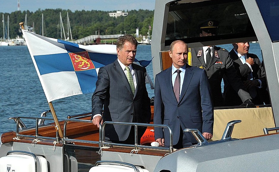 With President of Finland Sauli Niinistö before departure from Kultarnata residence.