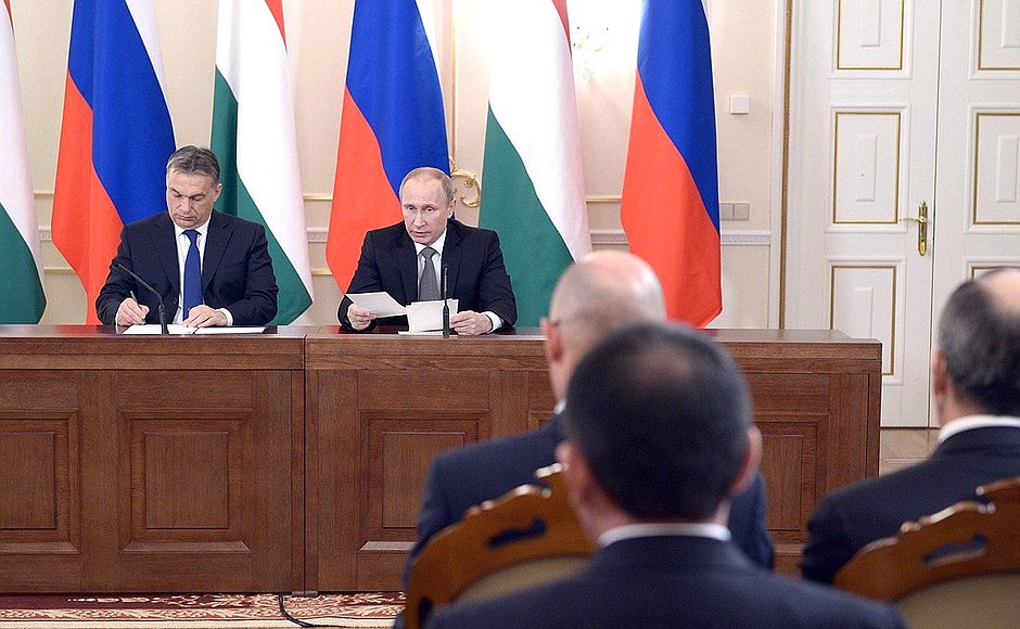 Press statements following Russian-Hungarian talks. With Prime Minister of Hungary Viktor Orban.