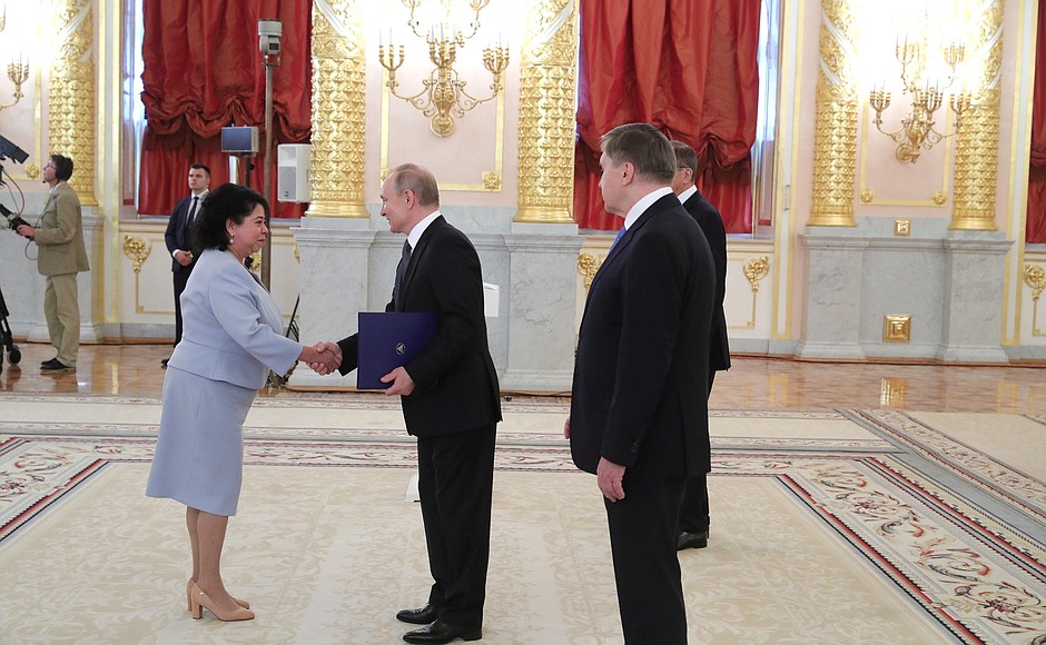 Letter of credence was presented to the President of Russia by Alba Azucena Torres Mejia (Republic of Nicaragua).