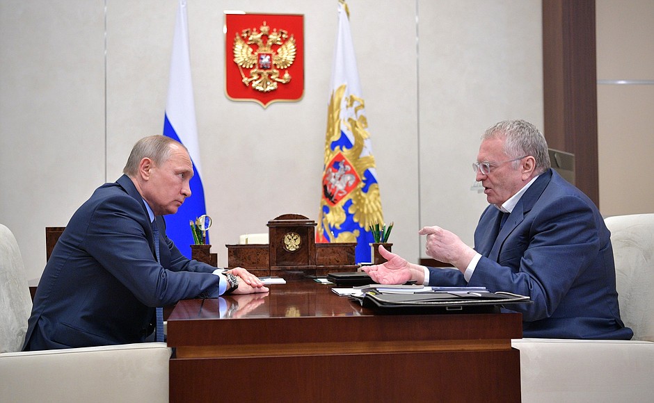 With the leader of the Liberal Democratic Party of Russia (LDPR) faction in the State Duma, Vladimir Zhirinovsky.