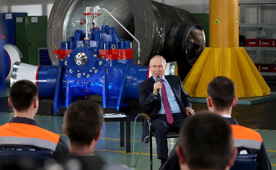 At the meeting with students and workers of industrial enterprises in the Chelyabinsk Region.