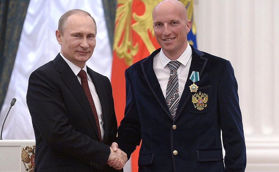 Presenting Russian Federation state decorations. Coach for the Russian Federation’s national cross-country skiing team Reto Burgermeister is awarded the Order of Friendship.