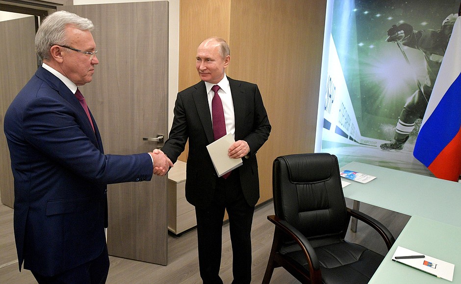 With Governor of Krasnoyarsk Territory Alexander Uss.