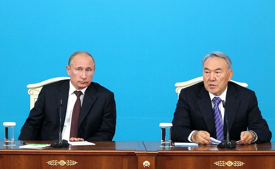 Press statements following Russia-Kazakhstan Interregional Cooperation Forum. With President of Kazakhstan Nursultan Nazarbayev.