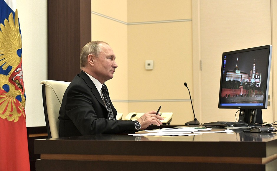 During a videoconference with WorldSkills participants.