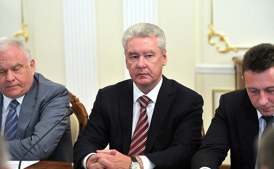 At a Security Council meeting. From left to right: Director of the Border Guard Service Vladimir Pronichev, Mayor of Moscow Sergei Sobyanin, and Presidential Plenipotentiary Envoy to the Urals Federal District Igor Kholmanskikh.
