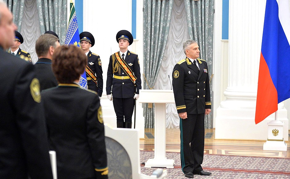 Director of the Federal Bailiff Service – Chief Bailiff of the Russian Federation Artur Parfenchikov at the ceremony for presenting the banner of the Federal Bailiff Service.