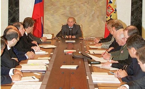 President Vladimir Putin with members of the Government and heads of his Executive Office.
