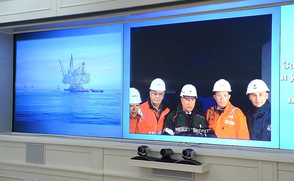 During a videoconference with the Berkut drilling platform.