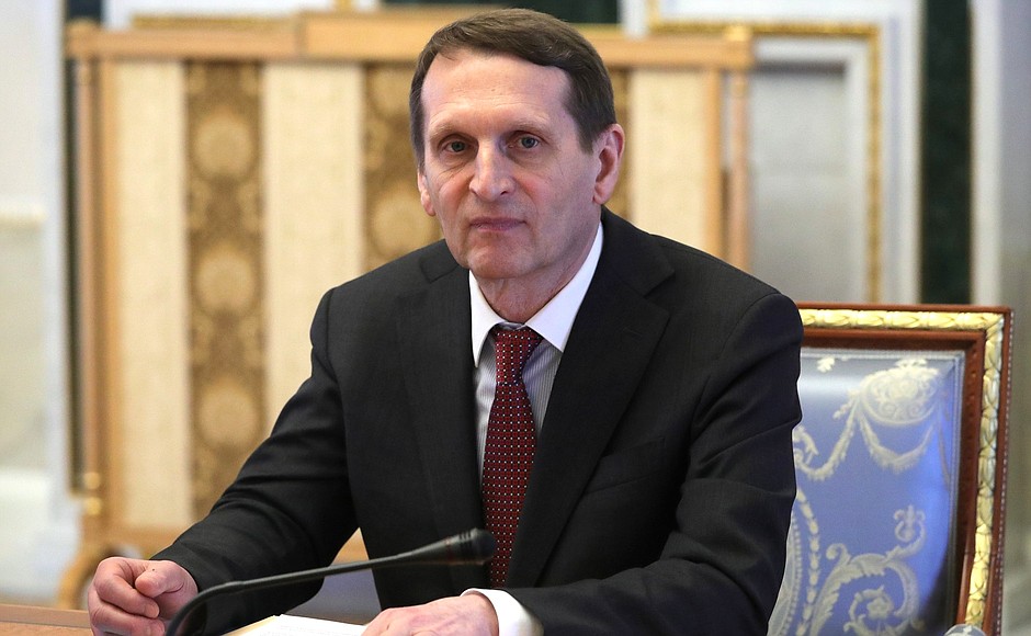 Director of the Foreign Intelligence Service Sergey Naryshkin before the briefing meeting with permanent members of the Security Council.
