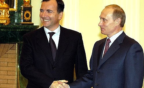 President Putin meeting with Italian Foreign Minister Franco Frattini.