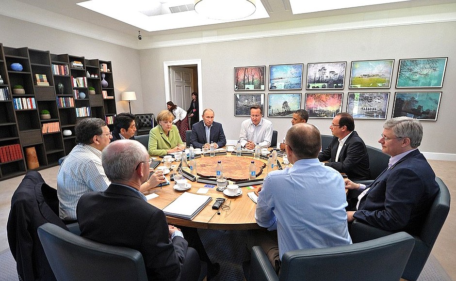 A working meeting of the G8 Summit.