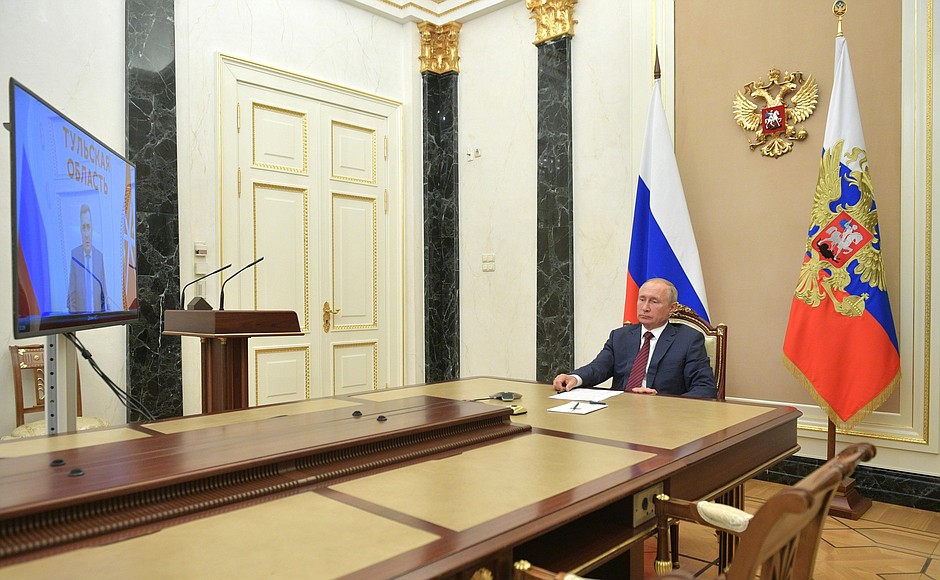 Working meeting with Tula Region Governor Alexei Dyumin (via videoconference).