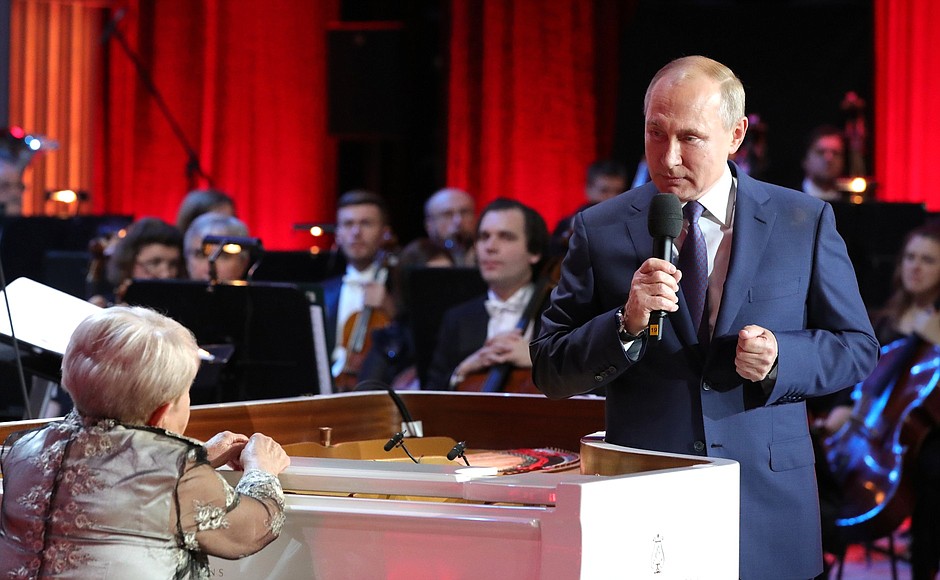Vladimir Putin wishes a happy 90th birthday to National Artist of the USSR, winner of state prizes of the USSR and Russia composer Alexandra Pakhmutova. Gala evening at the Bolshoi Theatre marking the occasion.