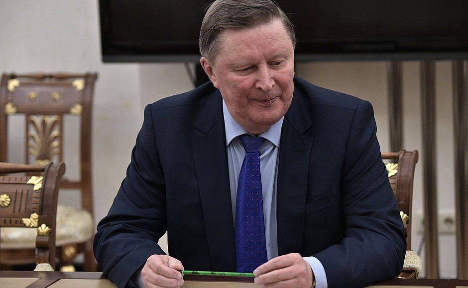 Special Presidential Representative for Environmental Protection, Ecology and Transport Sergei Ivanov at the meeting with permanent members of the Security Council.