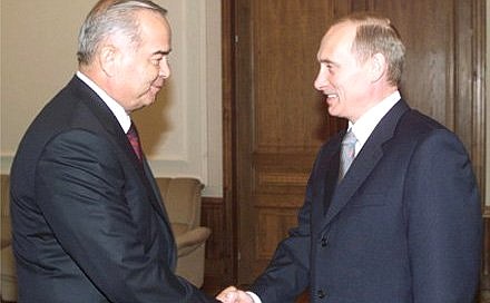 Russian President Vladimir Putin and Uzbek President Islam Karimov.