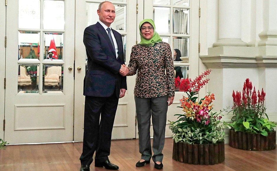 With President of Singapore Halimah Yacob.
