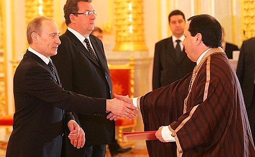 The Ambassador of the Republic of Tunisia, Khemaies Jinaoui, presents his credentials to the President of Russia.