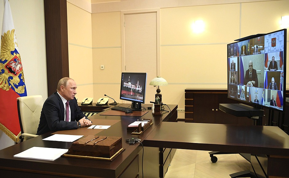Vladimir Putin held a meeting, via videoconference, with permanent members of the Security Council of the Russian Federation.