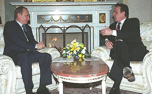 President Vladimir Putin with German Chancellor Gerhard Schroeder.