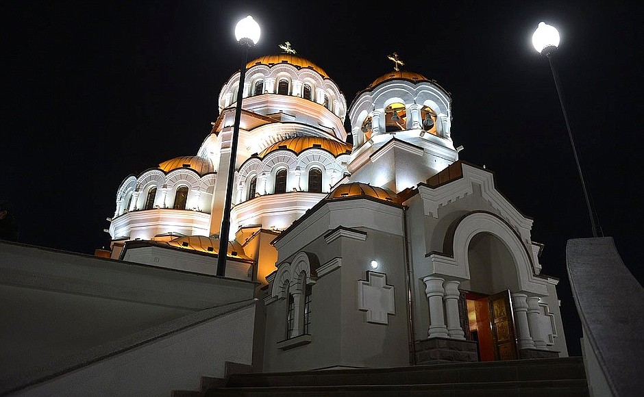 Newly built Church of the Acheiropaeic Image of Christ the Saviour near the Olympic Park in the Imereti Valley.