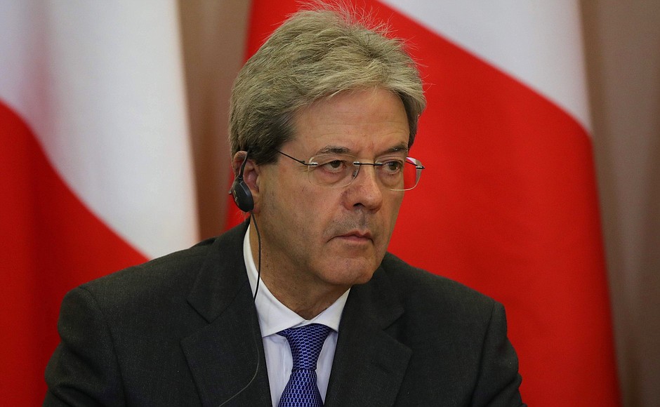 Prime Minister of Italy Paolo Gentiloni at a press statements following Russian-Italian talks.