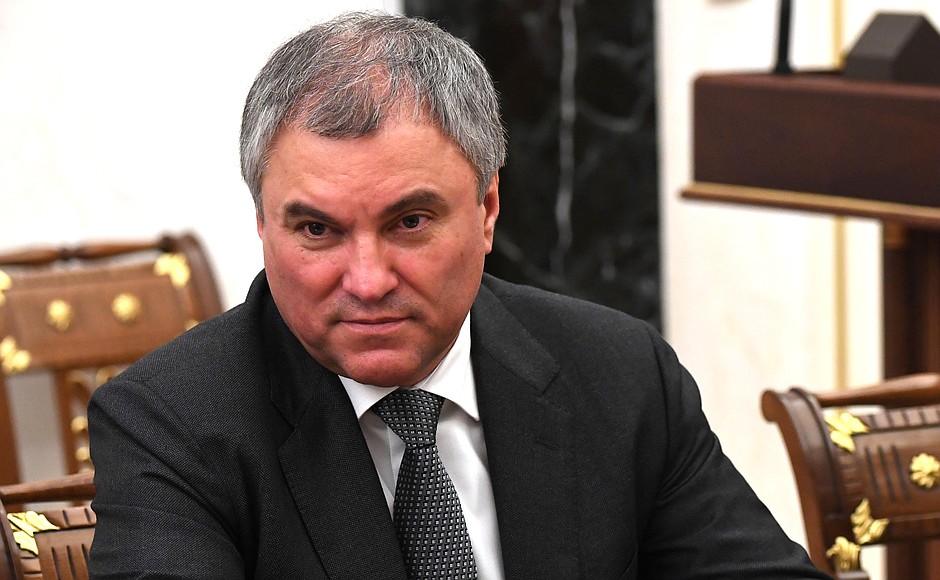 State Duma Speaker Vyacheslav Volodin before a meeting with permanent members of Security Council.