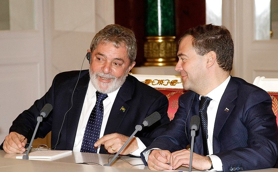 At the joint news conference. With President of Brazil Luiz Inacio Lula da Silva.