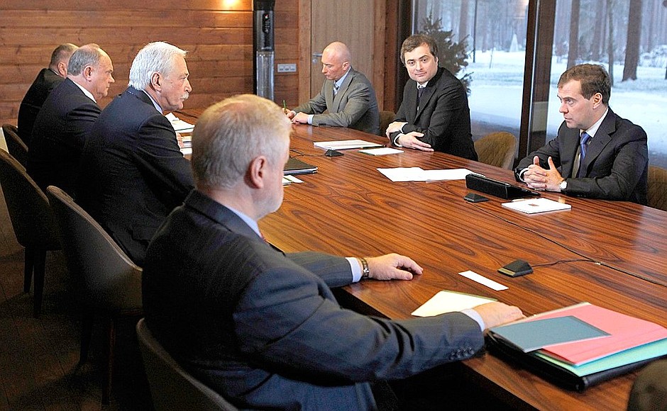 Meeting with leaders of political parties represented in the sixth convocation of the State Duma.
