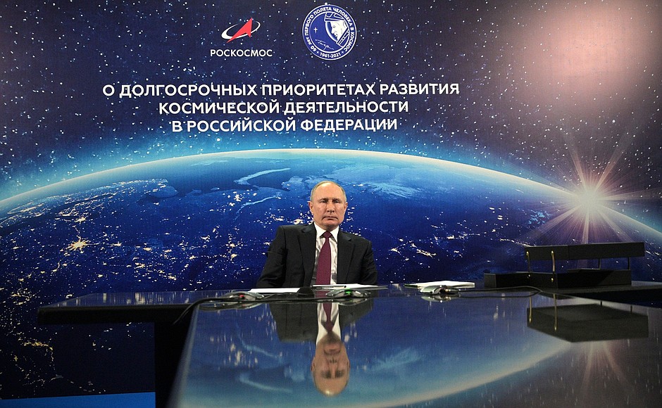 During the meeting on long-term priorities of space exploration (via videoconference).