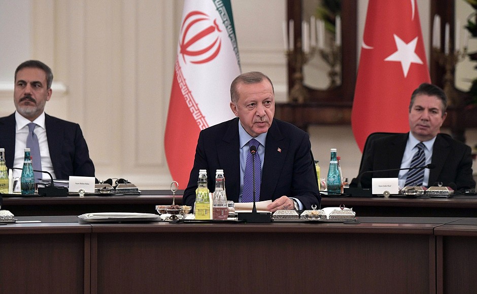 At the meeting between the leaders of the guarantor states of the Astana process on the settlement in Syria. President of Turkey Recep Tayyip Erdogan.