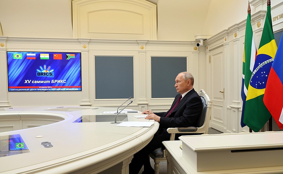 During the BRICS Summit expanded format meeting (via videoconference).