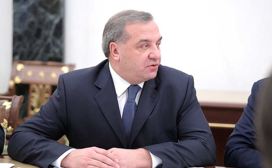 Meeting with Government members. Emergencies Minister Vladimir Puchkov.
