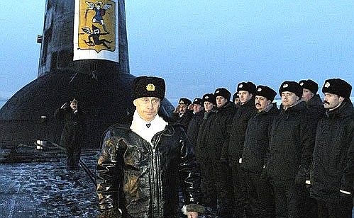 President Putin aboard the strategic missile submarine Arkhangelsk.