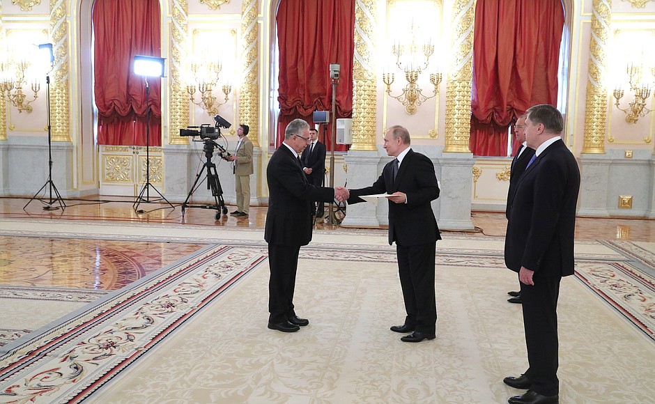 Letter of credence was presented to the President of Russia by Andreas Zenonos (Republic of Cyprus).