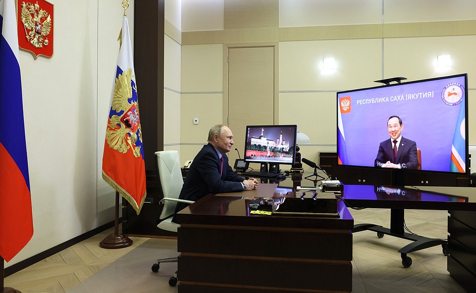 Meeting with Head of the Republic of Sakha (Yakutia) Aisen Nikolayev (via videoconference).