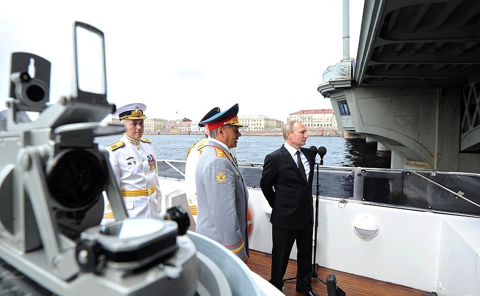 Navy Day celebrations. The President inspected Navy combat ships and greeted service personnel on Russian Navy Day.