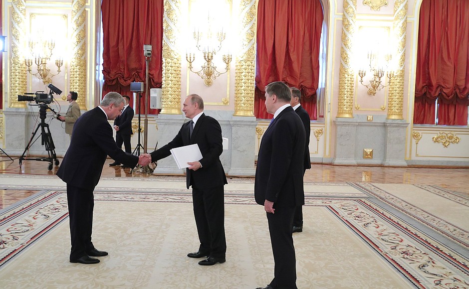 Letter of credence was presented to the President of Russia by Vladimir Semashko (Republic of Belarus).