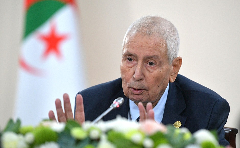Head of State of the People's Democratic Republic of Algeria Abdelkader Bensalah.