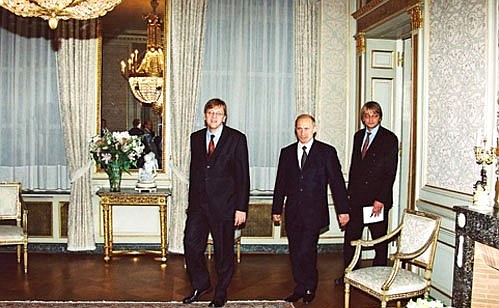 President Putin with Belgian Prime Minister Guy Verhofstadt (left) before the start of the talks.