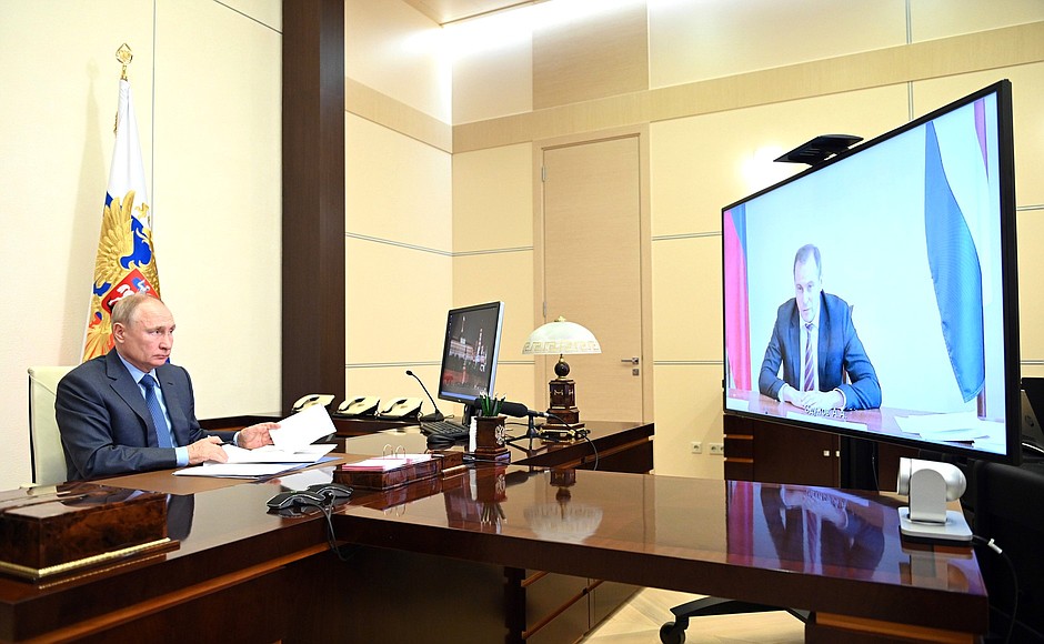 Рабочая встреча с временно исполняющим обязанности главы Республики Мордовия Артёмом Здуновым (в режиме видеоконференции).