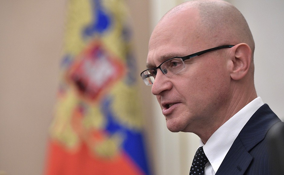First Deputy Chief of Staff of the Presidential Executive Office Sergei Kiriyenko before a meeting on upgrading primary healthcare.