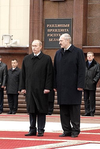 Official welcome ceremony. With President of Belarus Alexander Lukashenko.