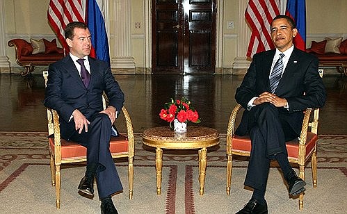 С Президентом Соединённых Штатов Америки Бараком Обамой.