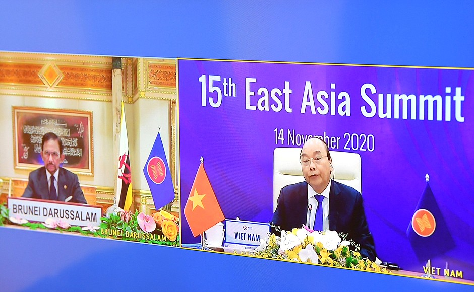 At the plenary session of the 15th East Asia Summit held via videoconference.