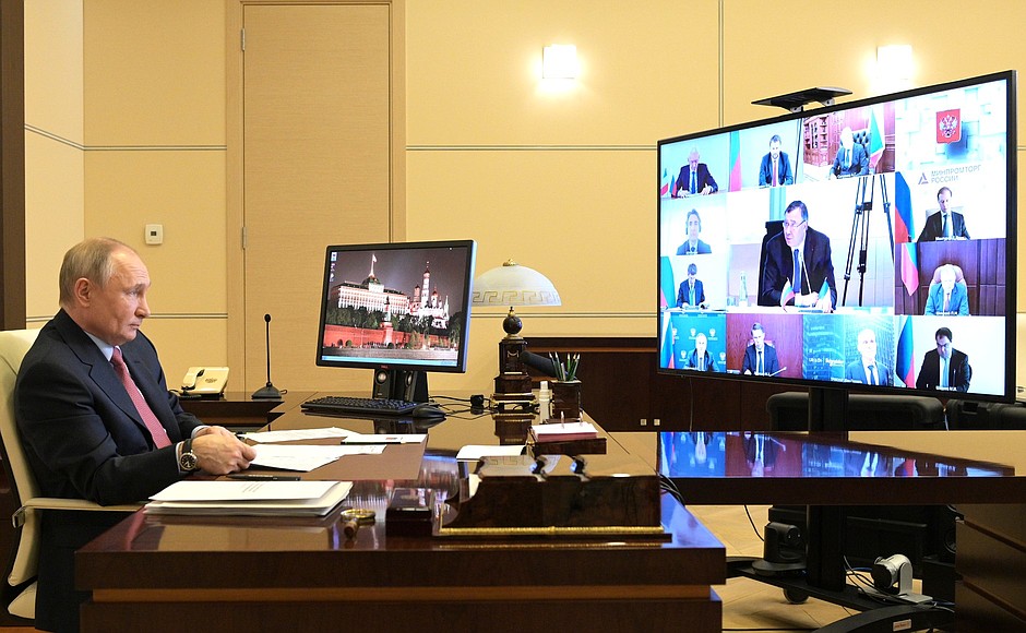 During a meeting with French business leaders (via videoconference).